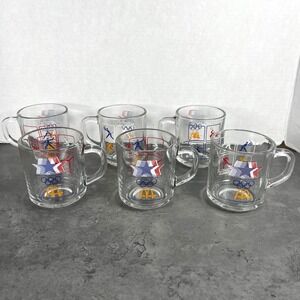 Vintage 1984 McDonald's Los Angeles Olympic Games Glass Mugs Set of 6 VTG